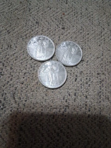 Three Total -1/4 Oz 999 Silver Round- AMPEX “Standing Liberty”