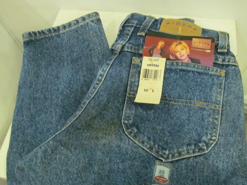 Jeans denim conici nuovi con etichette vintage LEE Riders Relaxed Classic originali Dk Wash taglia 10L - Foto 4 di 7