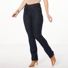 DG2 by Diane Gilman Starlight Denim Straight-Leg Jeans Indigo 12 New