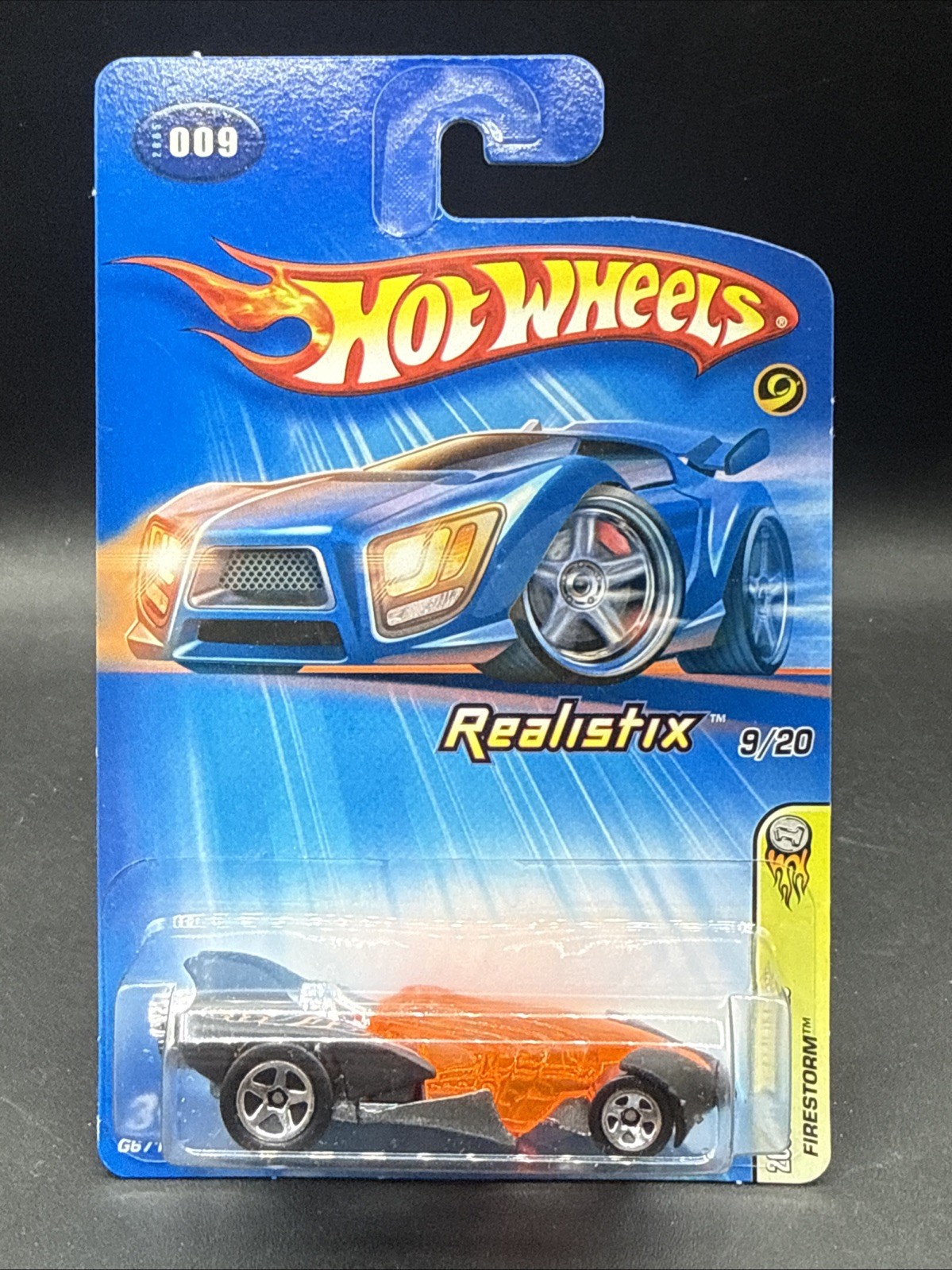 2005 Hot Wheels REALISTIX FIRESTORM  black orange 9/20