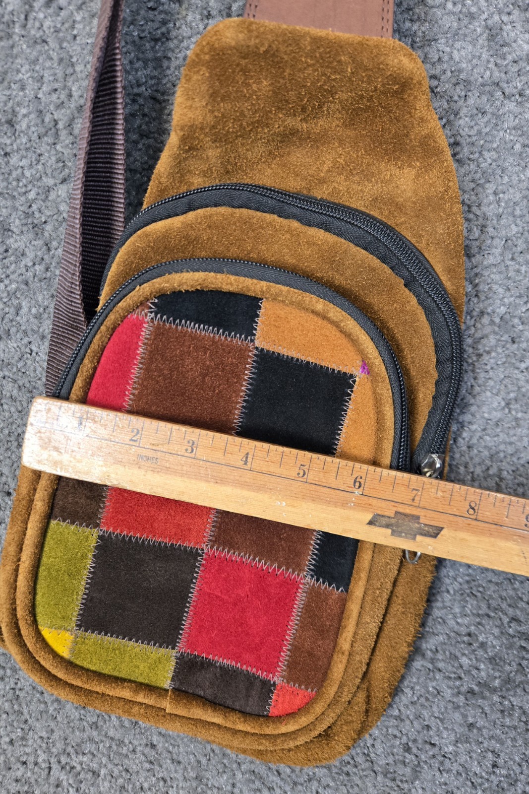 Leather Patchwork Shoulder Bag Multicolor Boho Fe… - image 11