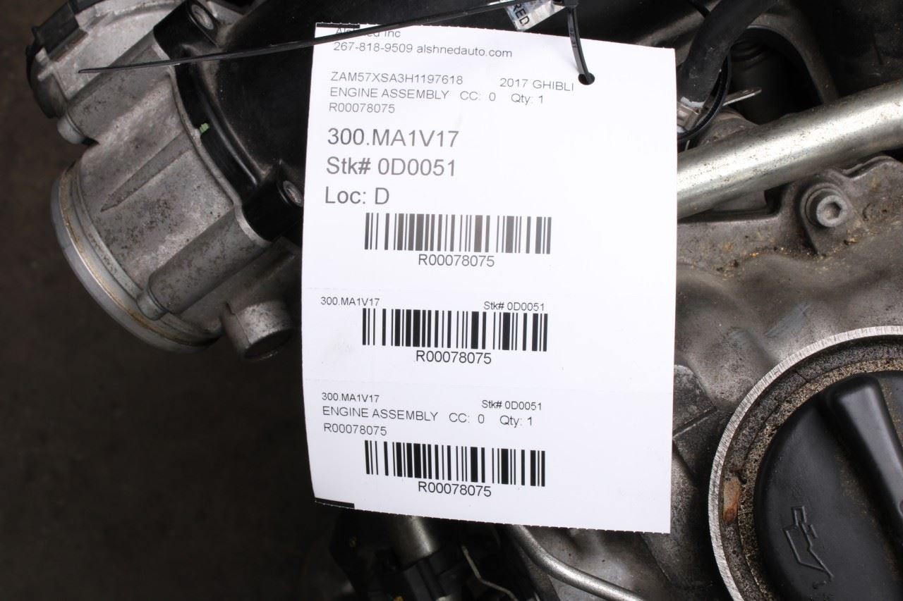 2014-2017 Maserati Ghibli 3.0L RWD V-Shaped M156D Twin Turbo Engine Motor 45K