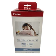 New Canon Selphy Color Ink/Paper Set KP-108IN Photo Printer 108 Sheets + Ink