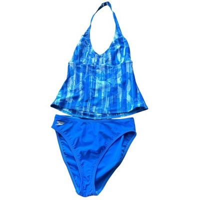 Speedo Womens Swimsuit Size 10 Piece High Cut Tankini Halter