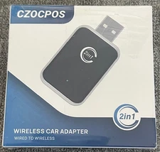CZOCPOS 2-in-1 Wireless apple CarPlay Android Auto Adapter USB-A to C plug &play