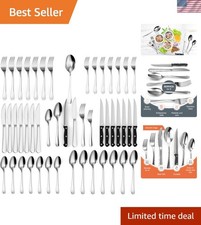 Elegant 49-Piece Stainless Steel Silverware Set - Service for 8 - Dishwasher ...