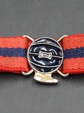 Vintage 70s Kids Elastic Adjustable red & blue Belt with basketball shoe buckle