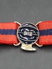 Vintage 70s Kids Elastic Adjustable red & blue Belt with basketball shoe buckle