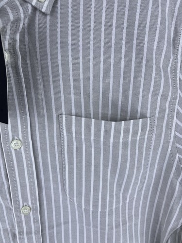New Five Four Valmont Mens Long Sleeve Button Up Dress Shirt Striped Medium Grey - Picture 2 of 7