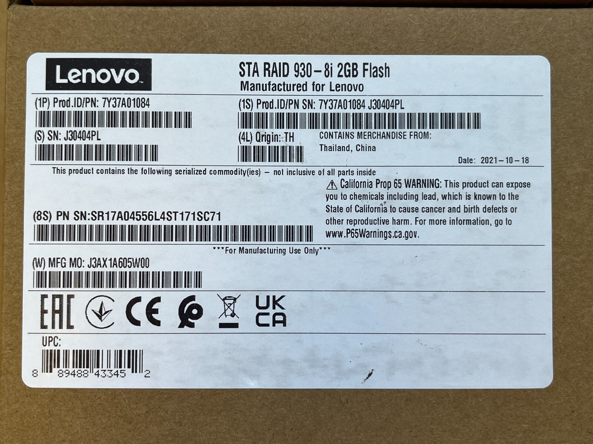 Lenovo ThinkSystem純正 Raid 930-8i 2gb① Lenovo ThinkSystem RAID 930-8i 2GB Flash PCIe 12Gb Adapter