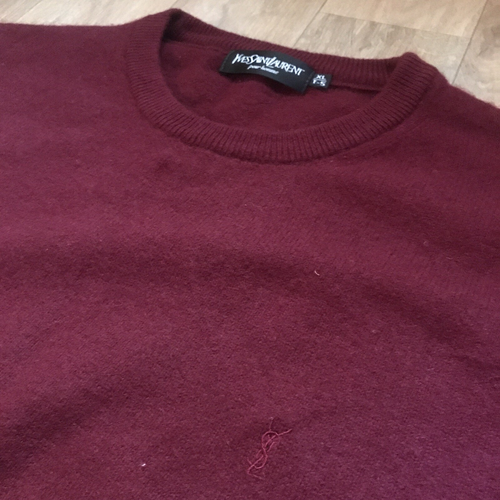 Maglione Yves Saint Laurent Crew NecK YSL Maglione LANA vergine ROSSO Taglia M