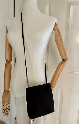 DKNY Spell Out Dark Brown Vinyl Crossbody Bag Silver Detail