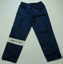 Rare VTG TOMMY HILFIGER Athletics Spell Out Side Zip Flag Track Pants 90s Navy