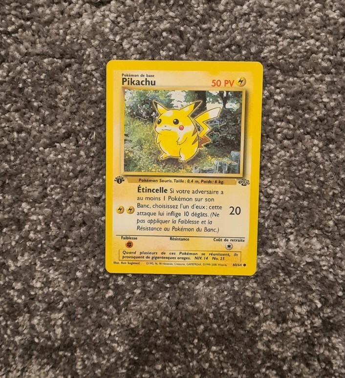 【美品】ピカチュウ 1st ED 60/64 ★ （フランス語版） RARE Pikachu 60/64 1st Edition Jungle Set French Pokemon Card
