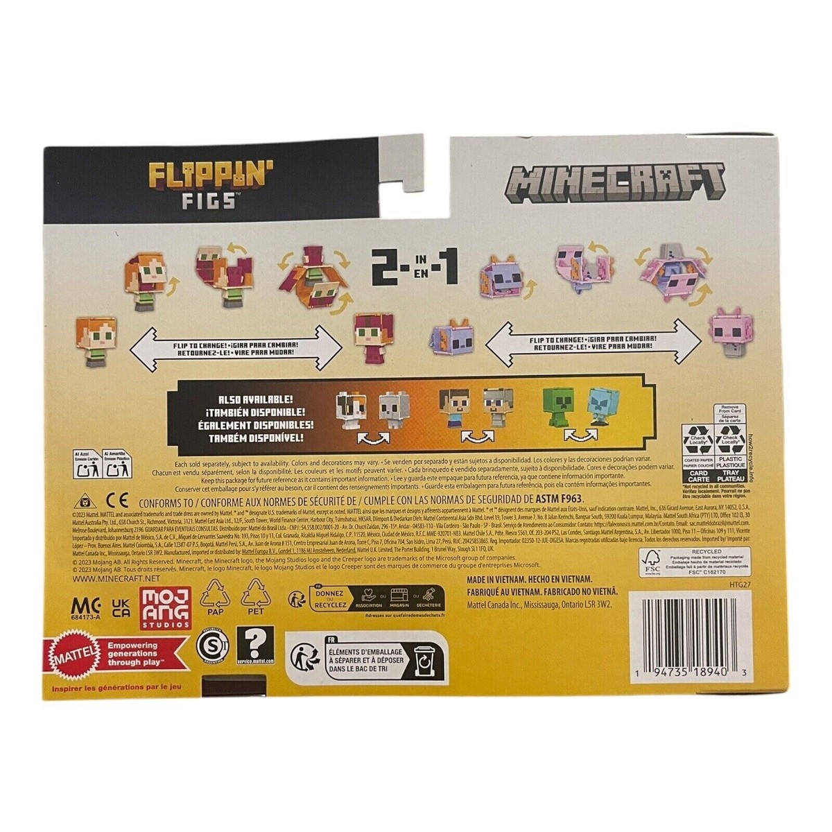 2024 Minecraft Flippin' Figs 2-Pack: ALEX/ALEX LEATHER ARMOR