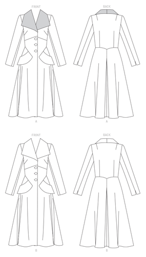 Vogue Vintage 1940s Design 1949 Wide Collar Lined Coat Sewing Pattern V1669 6~22 - Picture 6 of 10