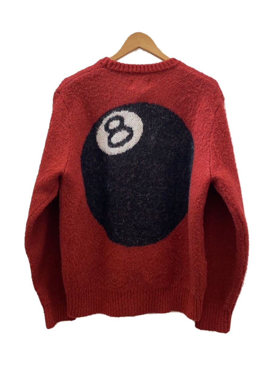 Stussy 8 Ball Heavy Brushed Mohair Sweater Knit Size L Red Men's