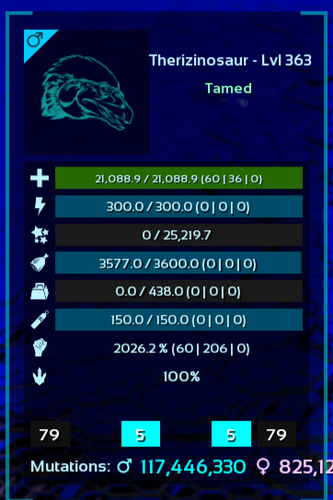 🔥ARK Survival Ascended PvE Top Stats Solid 79 Therizino 1689m PC/XBOX/PS5 theri - Picture 11 of 15