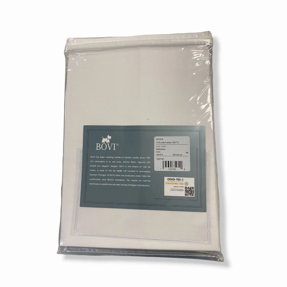 $634 Bovi Blanco Lino Fino Angel Cama Edredón 300 Hilos Manta Cubierta King Foto 3 de 3