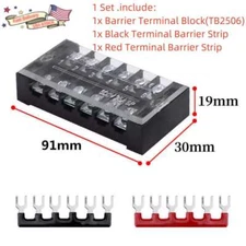 600V 25A 6P Double Row Wire Barrier Terminal Block With 2 Connector Strips