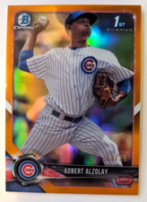 2018 BOWMAN CHROME 1ST BOWMAN ORANGE REFRACTOR ADBERT ALZOLAY 13/25