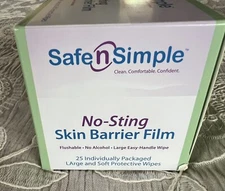25 Safe n Simple No-Sting Skin Barrier Film individually packaged wipes