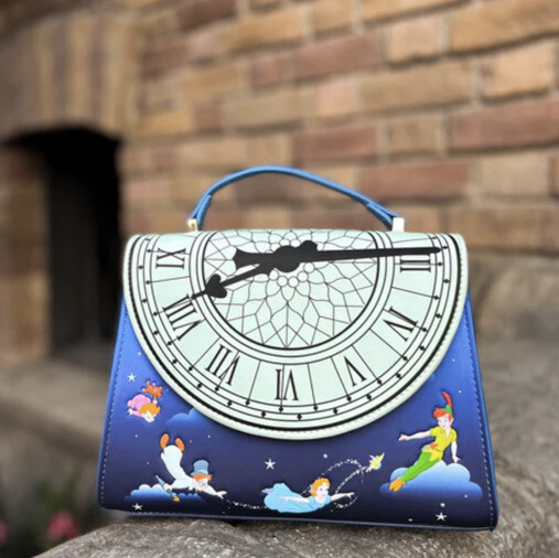 Loungefly Disney Peter Pan Clock Glow in the Dark Crossbody Bag
