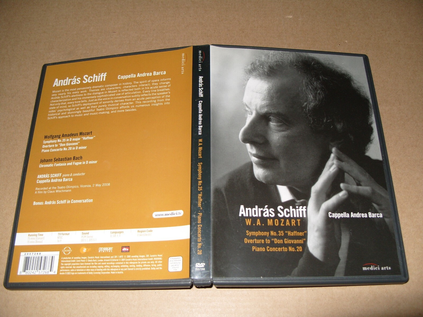 Andras Schiff  Cappella Andrea Barca  Mozart/Bach (DVD, 2009) dvd Near Mint (B1)