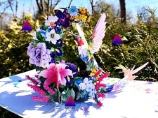 3D Pop Up Greeting Card Hummingbird Bird Flow...
