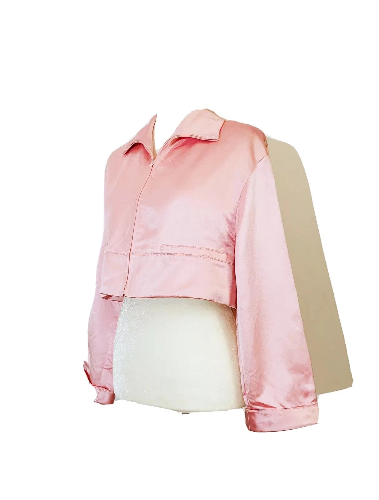 VALENTINO BOUTIQUE Giacca corta vintage in raso rosa ritagliato Couture 100% seta 6