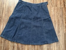 L.L.Bean Classic Fit Blue Cotton Denim A-Line Knee Length Skirt Women s 12