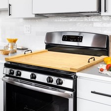 Noodle Board Stove Cover, X-Chef 30 x 22" Bamboo Cutting Board Stove Top Cove...