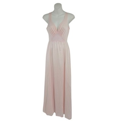 Vtg Olga Bodysilk Nightgown M Pink Lace Maxi Slip Dress 9288 Coquette Feminine