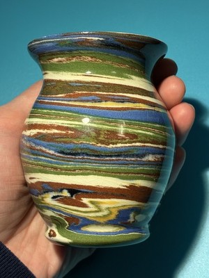 Desert Sands Pottery ~ Multi Color Swirl Vase 3.5''