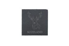 Highlands Square Slate Coaster 'Scotland Stag' | Home Decor Tableware