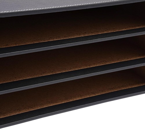 Schwarz Home Office Desktop Schreibtisch-Schubladenbox PU-Leder-Schubladenbox - Afbeelding 8 van 9