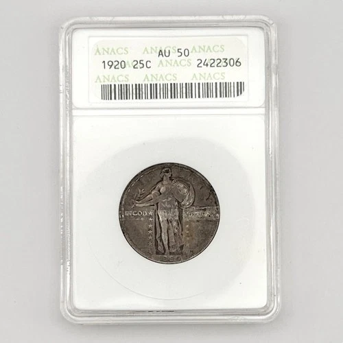 1920 Standing Liberty Quarter Type 2 ANACS Graded AU50 United States 25C C-122