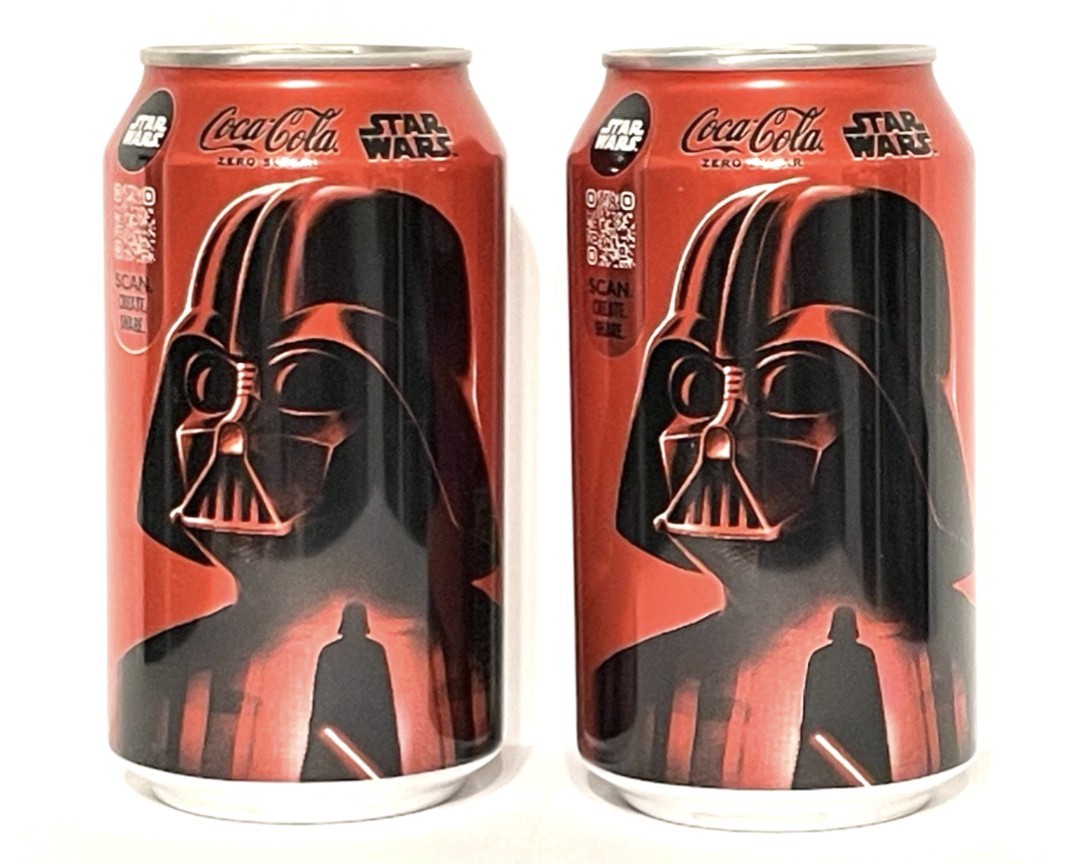 *EMPTY UNOPENED* Qty 2 Darth Vader Disney Star Wars RARE Coca Cola Coke Cans
