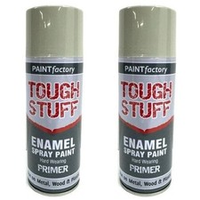 2 x Enamel Grey Primer Paint Spray Aerosol 400ml Radiator Metal Wood Etc. Tough