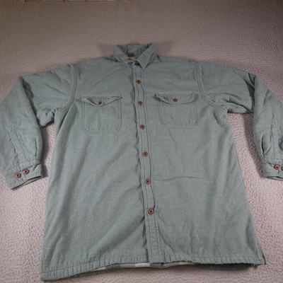 Red Head Shacket Mens Large Green Flannel Fleece Lined Hunting Heavyweight Thick