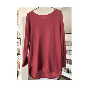 Michael Kors Collection Burgundy Knit Pullover Sweater M Zipper Accent