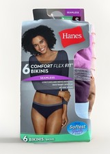 Hanes Women's Sz: S/5 Seamless Flex Fit Low-Cut Bikinis 6-Pk Assorted Solids