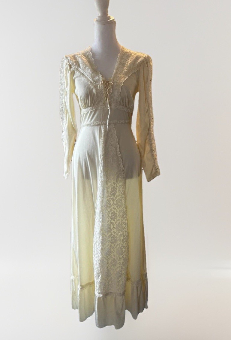 white christmas dresses Vintage 70s Blue and Cream Prairie Dress main image 1