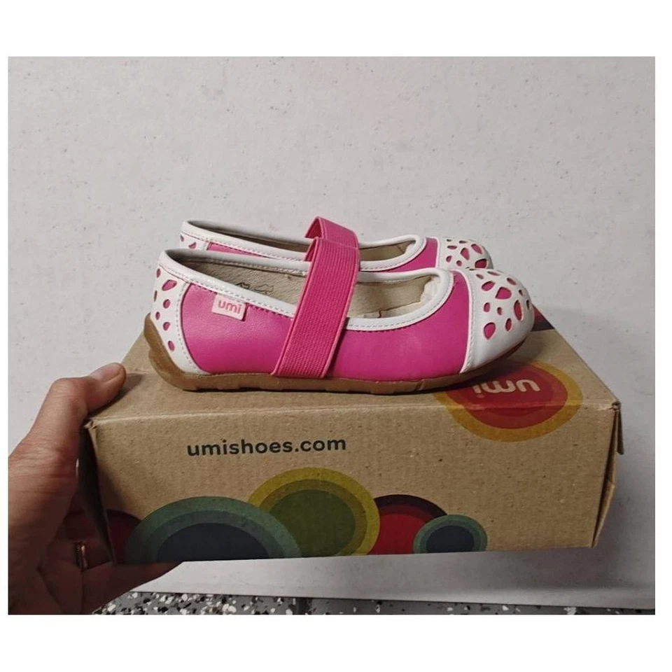 Zapatos Umi Noami Mary Jane Rosa Blanco Corte Plano Correa Elástica Niño Pequeño 8.5 Foto 2 de 4