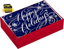 Christmas Cards Boxed with Envelopes, Happy Holidays (40 Blue Holiday Cards) ⭐️⭐