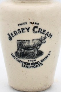 VINTAGE c1900s THE SHEFFIELD MODEL DAIRY SANDYGATE JERSEY PICTORIAL CREAM POT