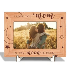 Wood Picture Frame with Wood Stand, Photo Frame Tabletop Display - I Love You