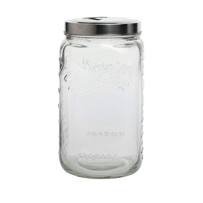 Mason Craft & More 4.6L Clear Glass Kitchen Food Storage Canister Pop Up Lid