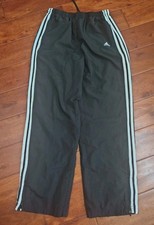 Adidas Black And White Drawstring Zipper Leg Pants Kids Size Medium