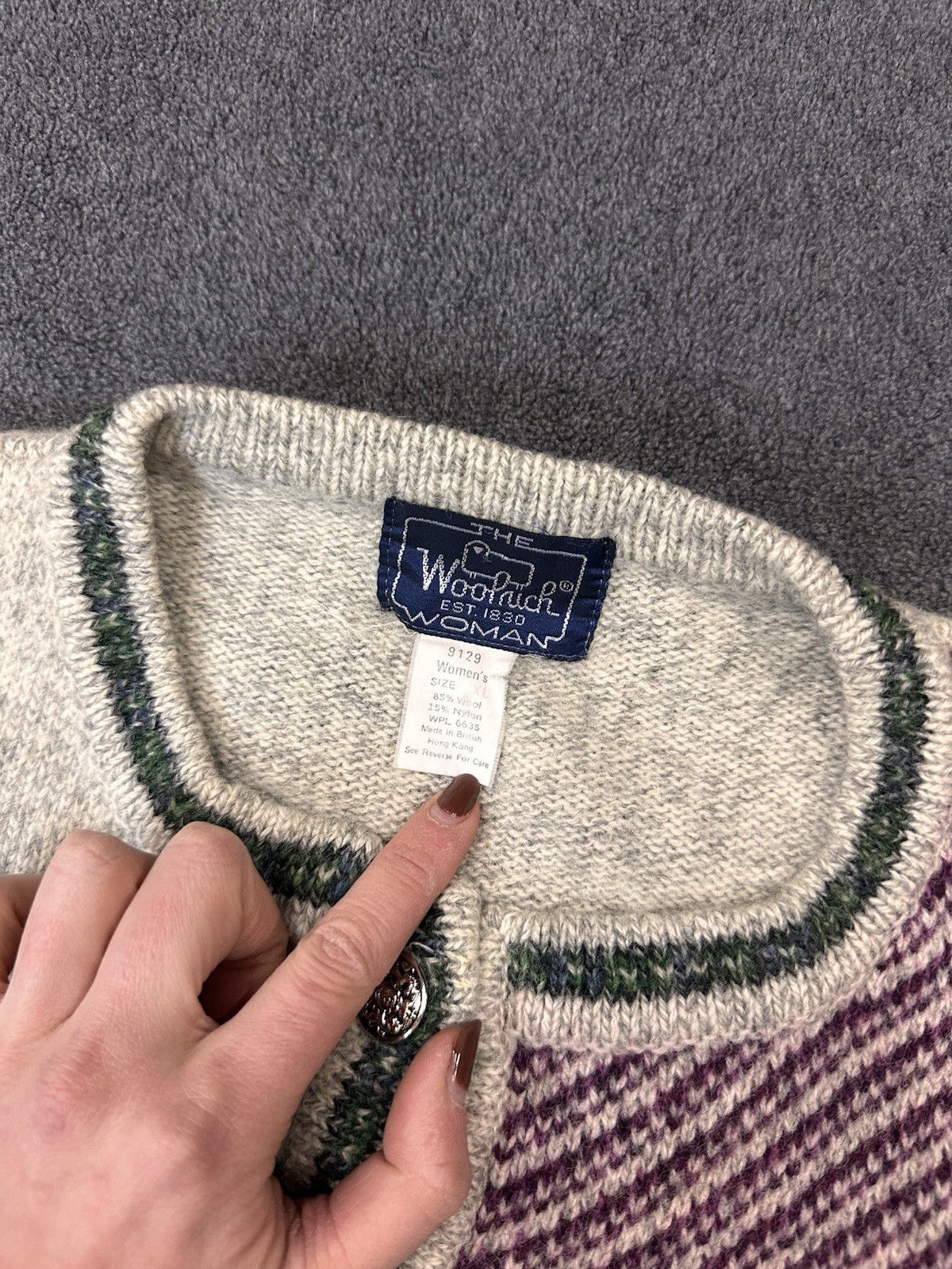 Woolrich Wool Blend Patchwork Button Front Cardig… - image 7